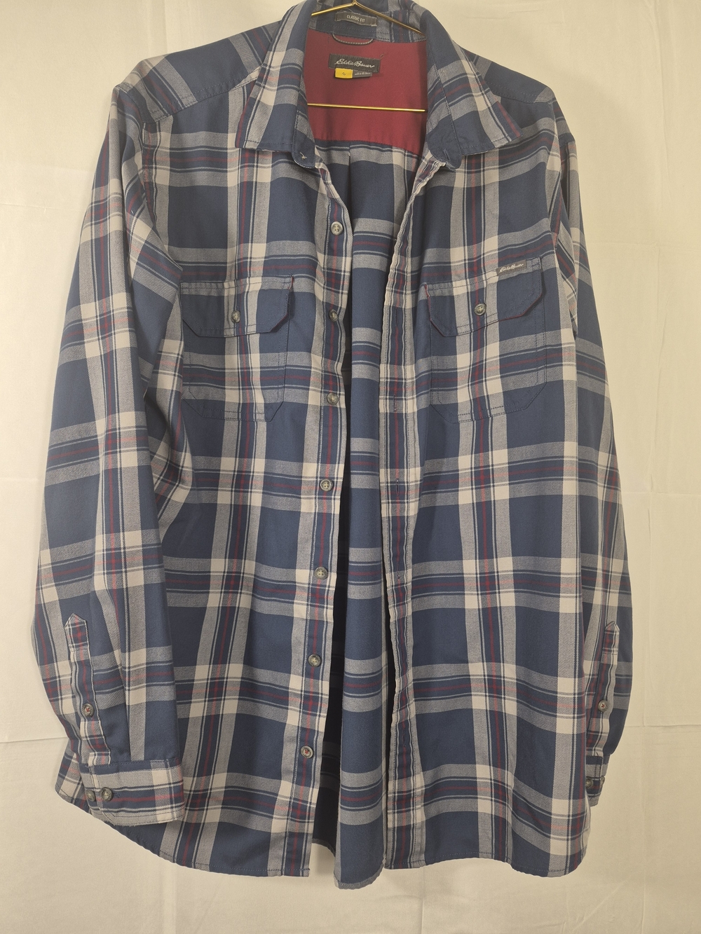 Eddie Bauer Men's Blue Plaid Button-Up Jacket
